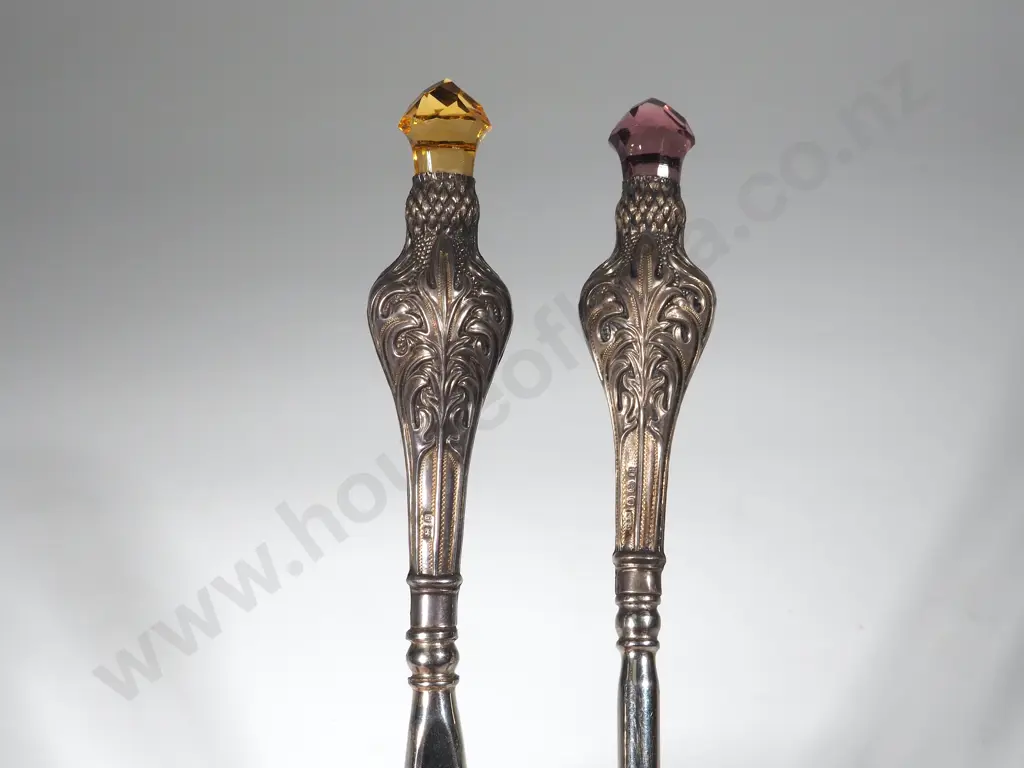 Cased Sterling Silver Boot Hook & Shoe Horn w Thistle Finial Image 1++