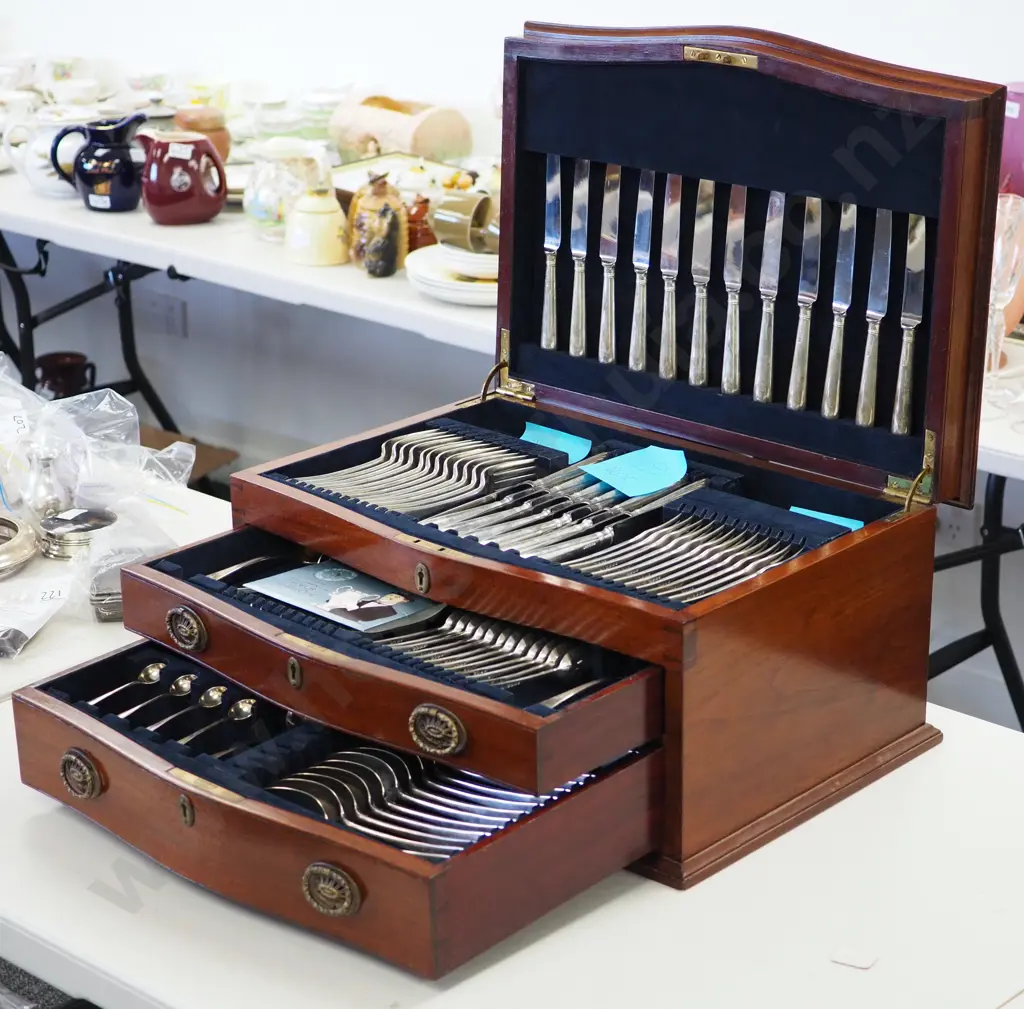 1864 Chawner & Co (George William Adams) 12 Place Sterling Silver Cutlery Set Image 1++