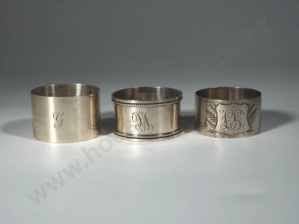 Three Sterling Silver Plain Napkin/Serviette Rings Image 1++