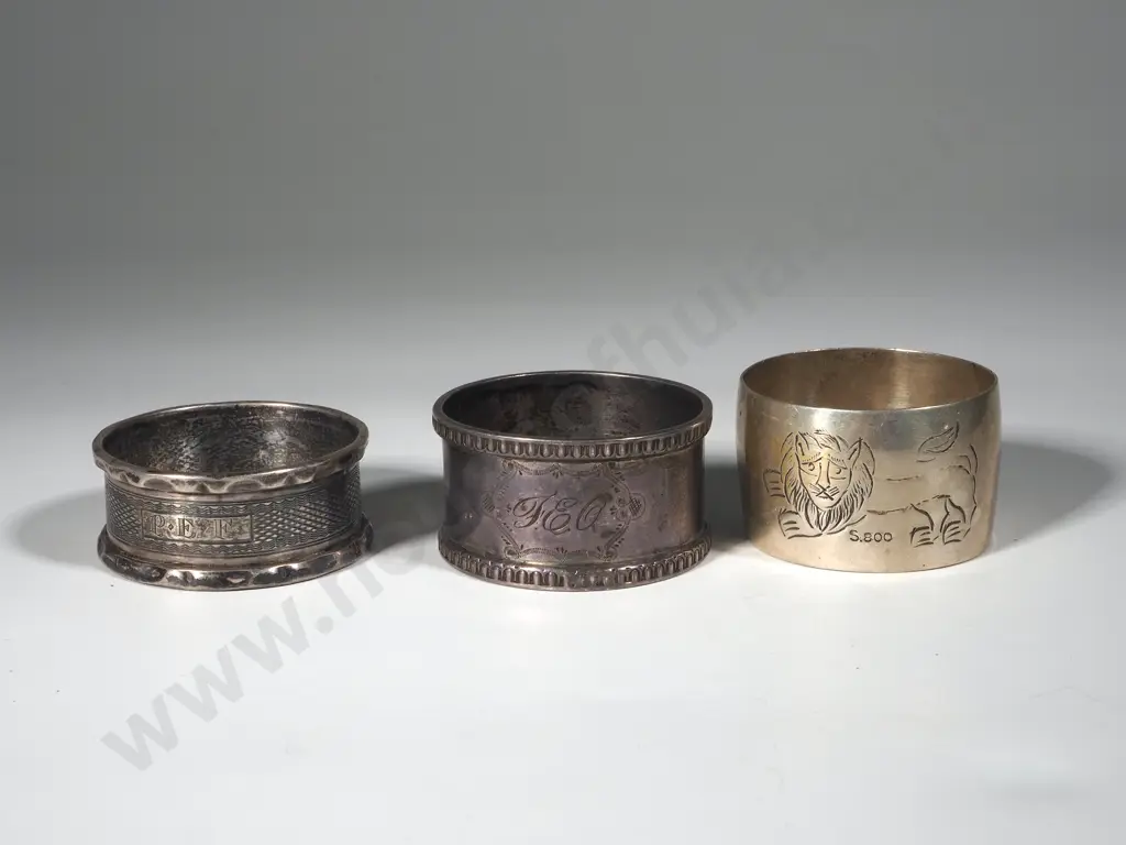 Three Sterling Silver  Napkin/Serviette Rings Image 1++