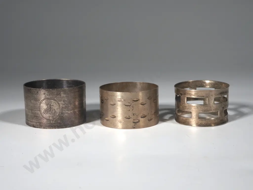 Three Sterling Silver Napkin/ Serviette Rings Image 1++