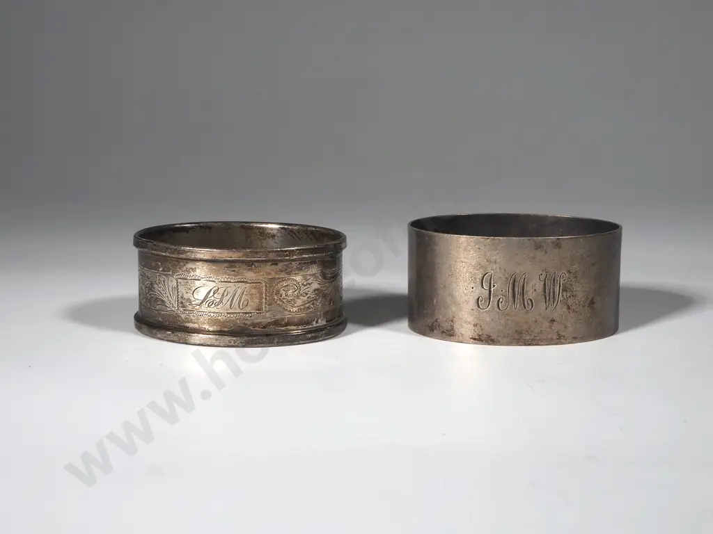 Two Sterling Silver Engraved Napkin Rings Image 1++
