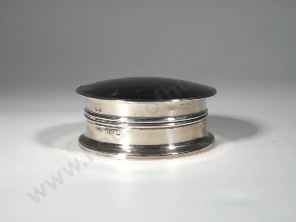 Sterling Silver Trinket Dish w Imitation Tortoiseshell Top Image 1++
