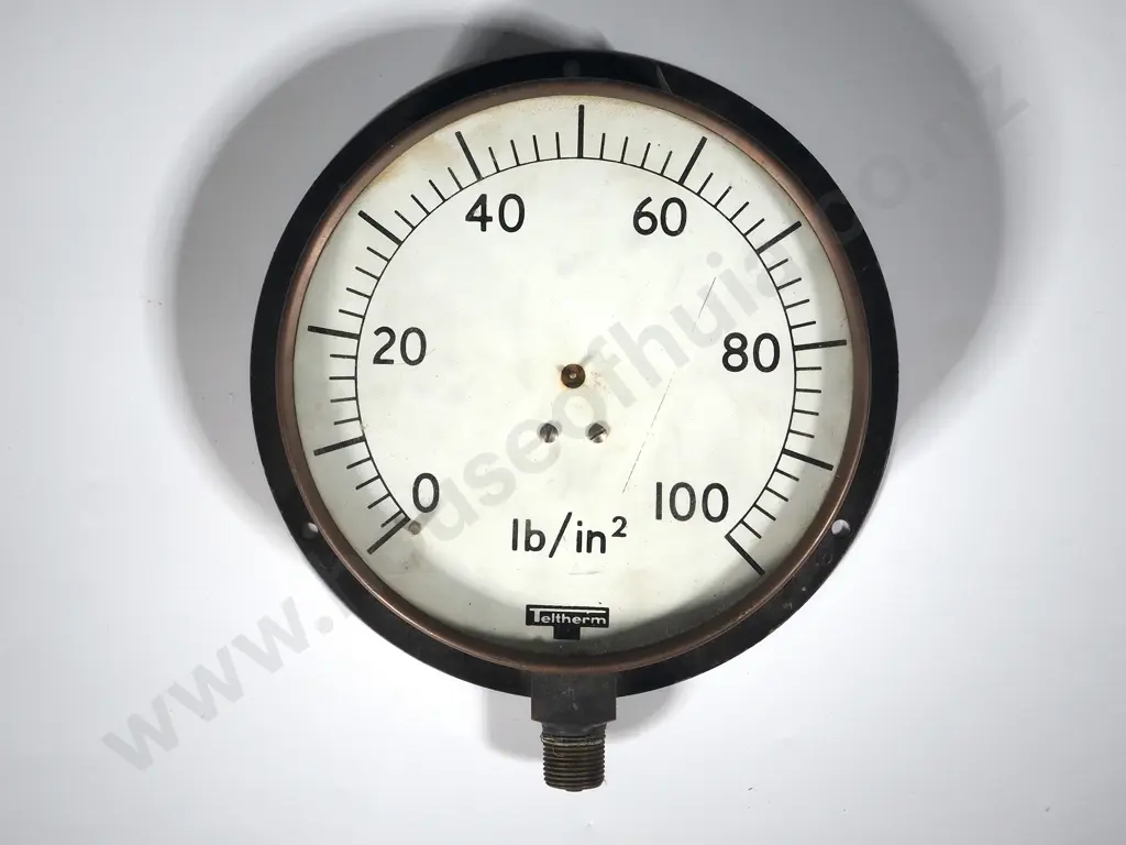 Large Vintage Teltherm Pressure Gauge in Brass Image 1++