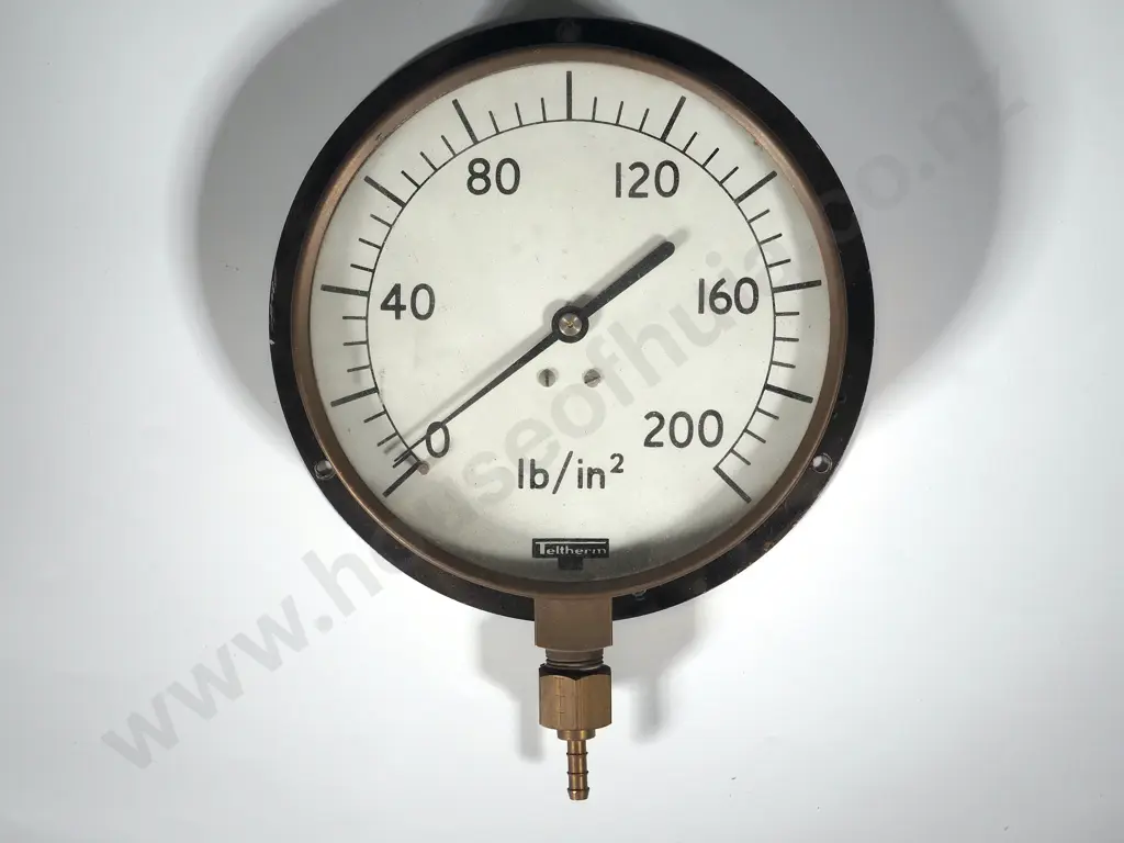 Large Vintage Teltherm Pressure Gauge in Brass Image 1++