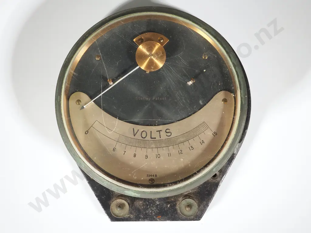 Large Vintage Brass Voltmeter Image 1++