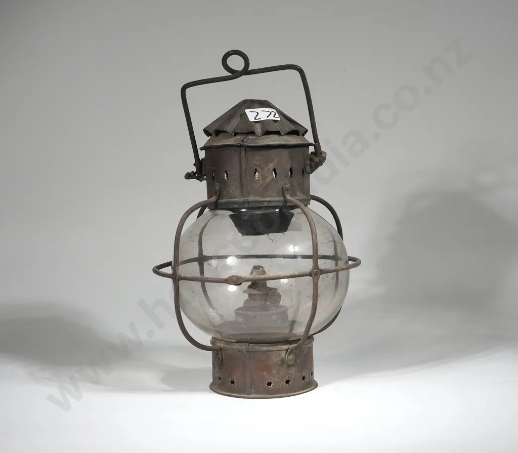 Large Coppered Kerosene Lamp Image 1++