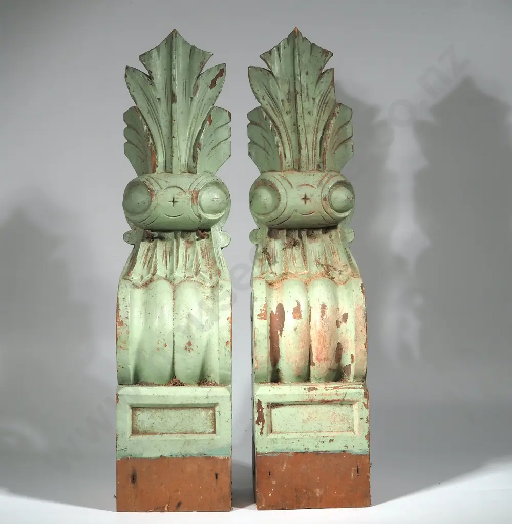 Two Scroll Supports From a Fire Surround. Probably Kauri Image 1++
