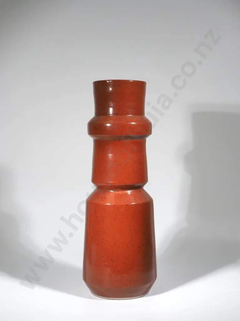Large Brown Glazed Chimney Pot Shaped Vase. Small Chip Image 1++