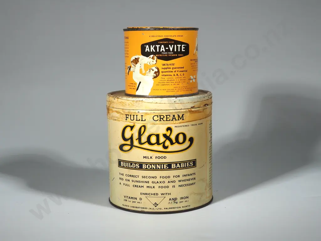Four Vintage NZ Tins Including Chelsea Golden Syrup, Aka-Vite, Glaxo & Rawleighs  Image 1++