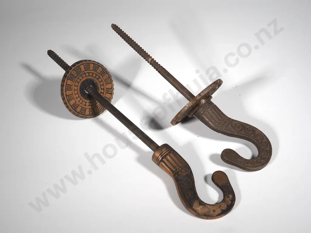 Two Vintage Cast Iron Hooks Image 1++