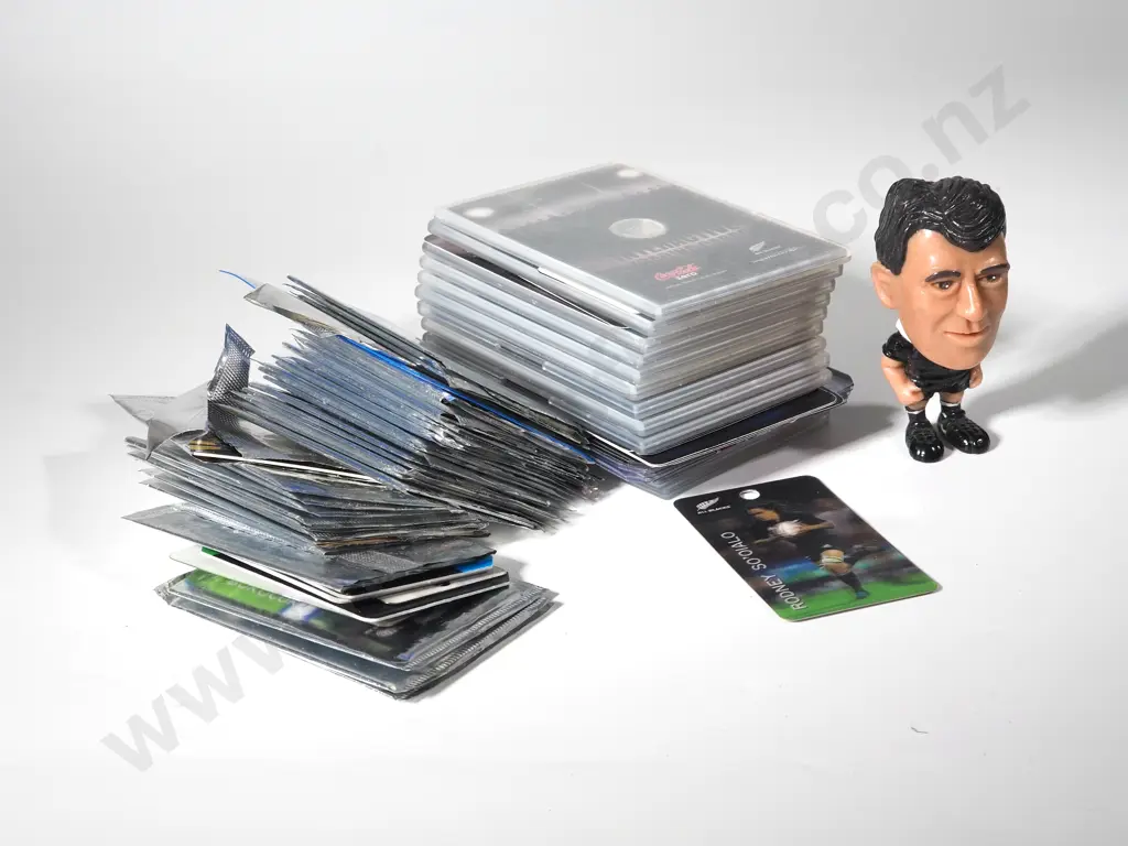 Mixed Lot of All Black Trading Cards & No 15 All Black Bobble Head Figurine Image 1++