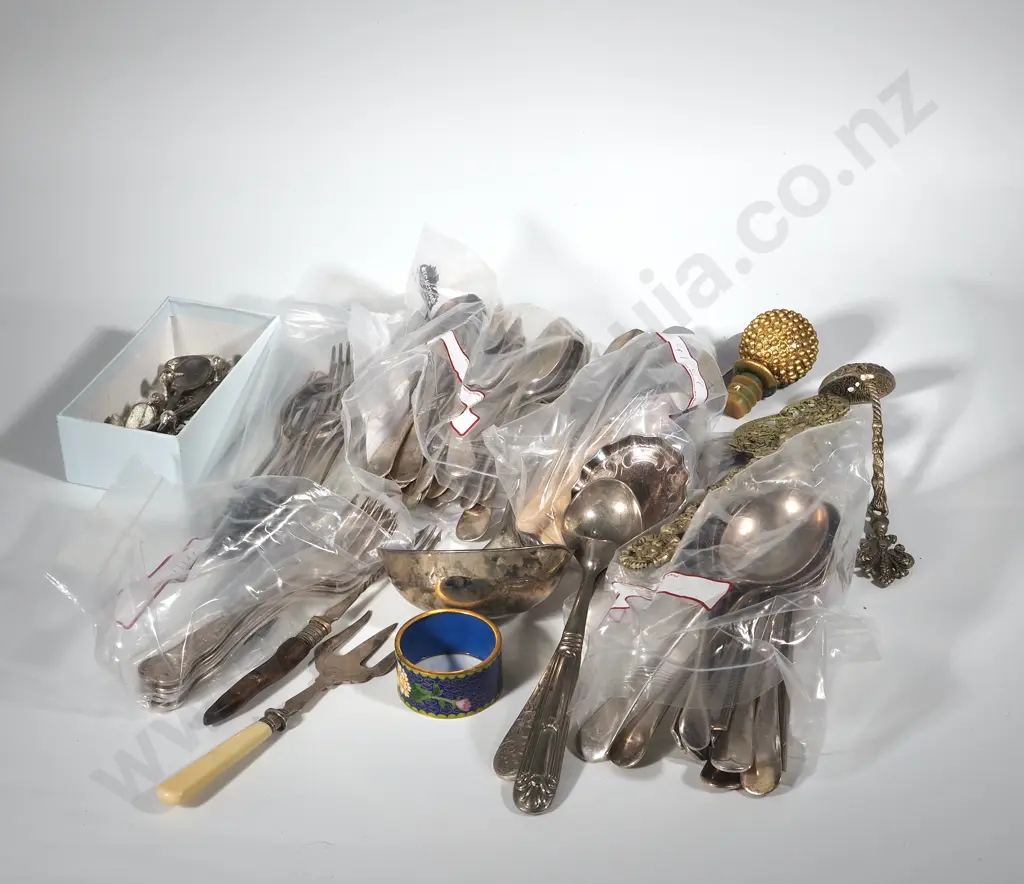 Large Assorted Lot of Flatware including Large Ladle, Forks, Kings Pattern Image 1++