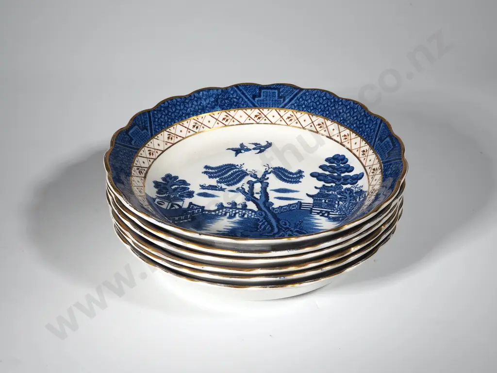 Six Booths " Real Old Willow" Oatmeal Bowls.  Image 1++