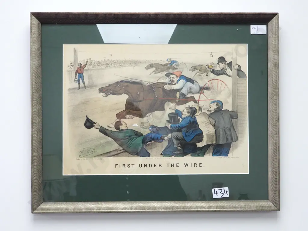 First Under The Wire. Lithograph By Currier & Ives. Signed By Thomas North  Image 1++
