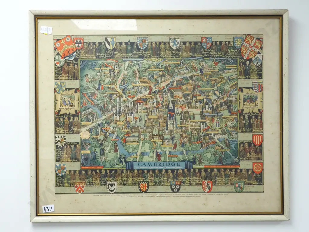 City Scape Cambridge, England. Published By Pictorial Maps Ltd. Image 1++