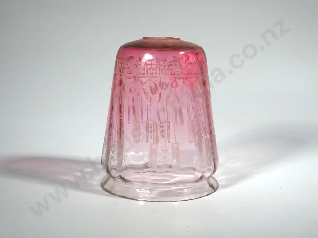 Antique Lampshade - Pink w White Accents Image 1++