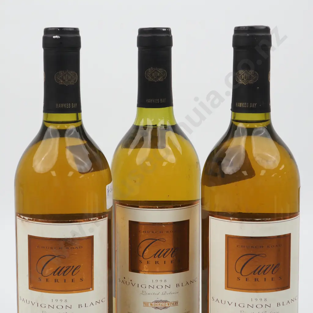 Three Bottles 1998 Church Road Cuve Series Limited Release McDonald Winery Sauvignon Blanc - Hawkes Bay. Image 1++