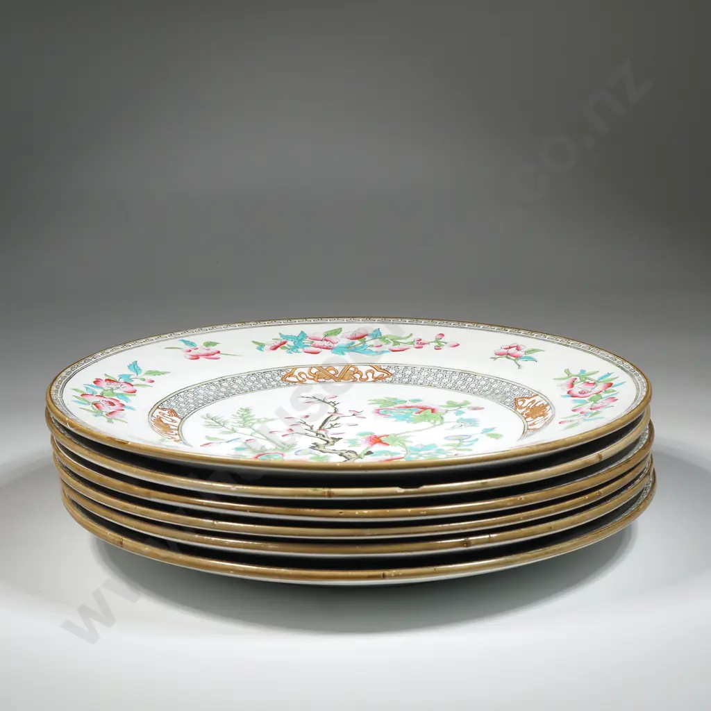 Set Of Six Antique Imari Minton New Stone 1860 Floral Dinner Plates Image 1++