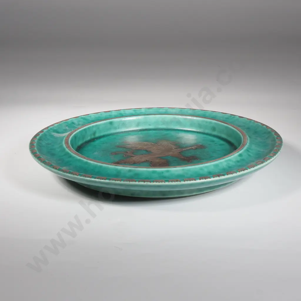 Griffen Stoneware Plate - Wilhelm Kage - Argenta - Gustavberg Sweden - Circa 1949 Image 1++