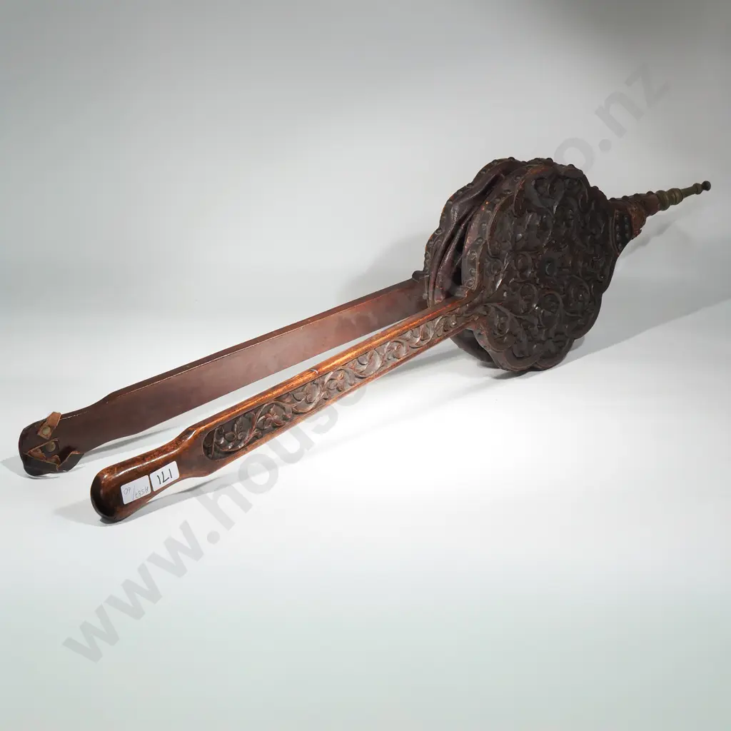 Heavily Carved Vintage Wooden/Leather Bellows Image 1++