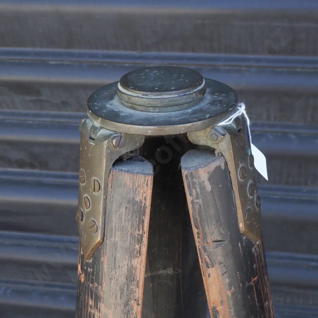 Vintage Wooden Surveyor's Tripod w Brass Fittings Image 1++