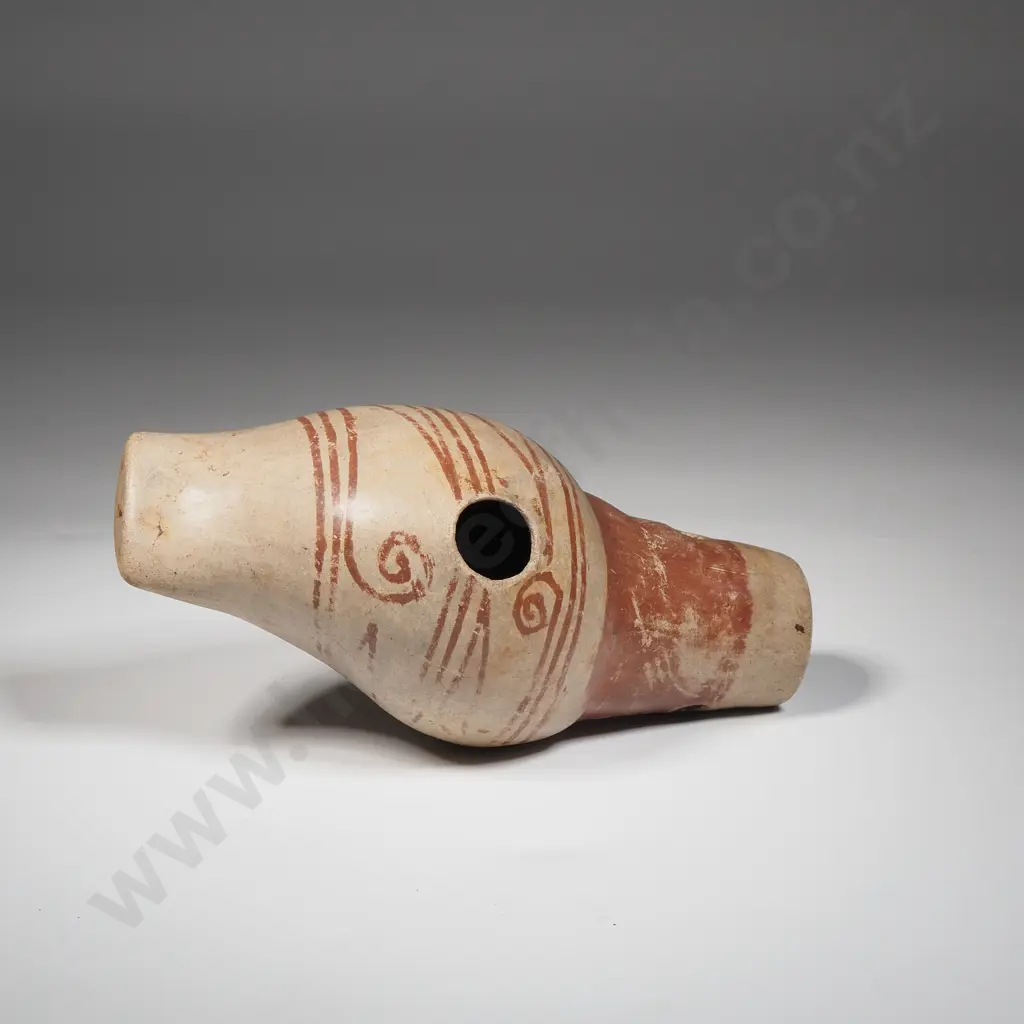 Pre-Colombian Hand Painted Terracotta Pottery Whistle From Cali, Columbia Image 1++