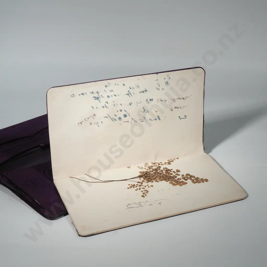 Vintage Gentleman's Leather Travelling Companion/Suitcase w Canvas Covering - The Fitted Interior w Purple Watered Silk Image 1++