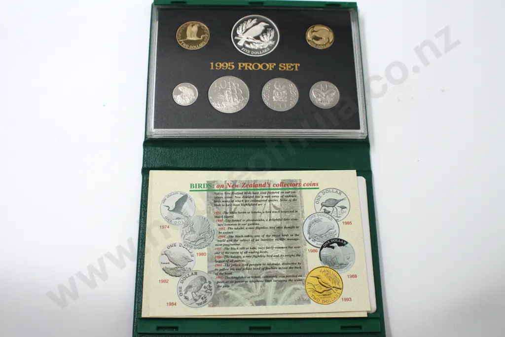 1995 New Zealand Reserve Bank Proof Set Including Silver $1 Image 1++