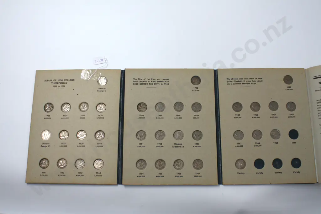 New Zealand Threepences John Bertrand Book Incl 1935 Threepence  Image 1++