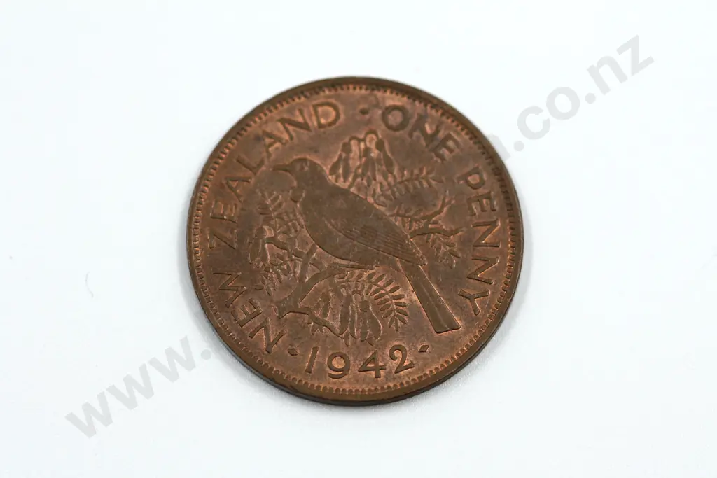 1942 one penny, almost uncirculated with mint lustre. C.V. $200 Image 1++