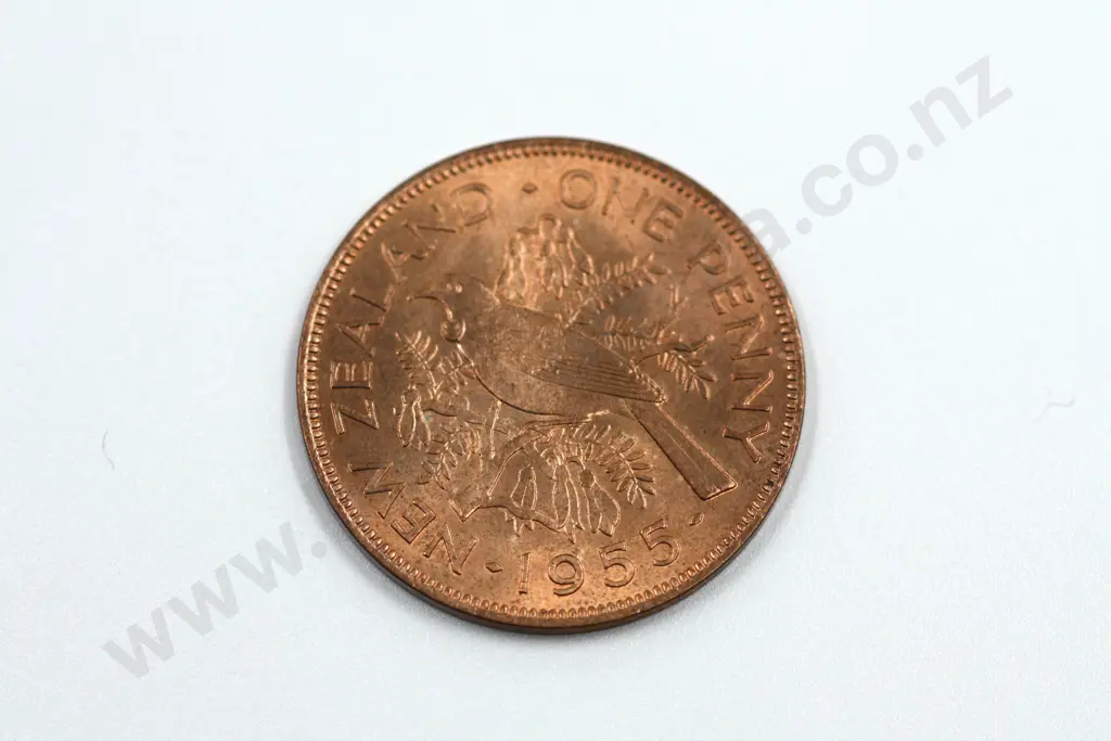 1955 one penny, brilliant uncirculated with full mint lustre. C.V. $40 Image 1++
