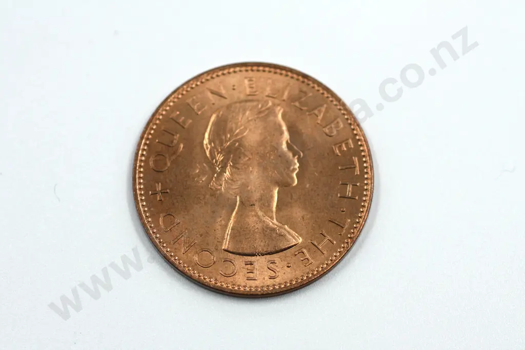 1955 one penny, brilliant uncirculated with full mint lustre. C.V. $40 Image 1++