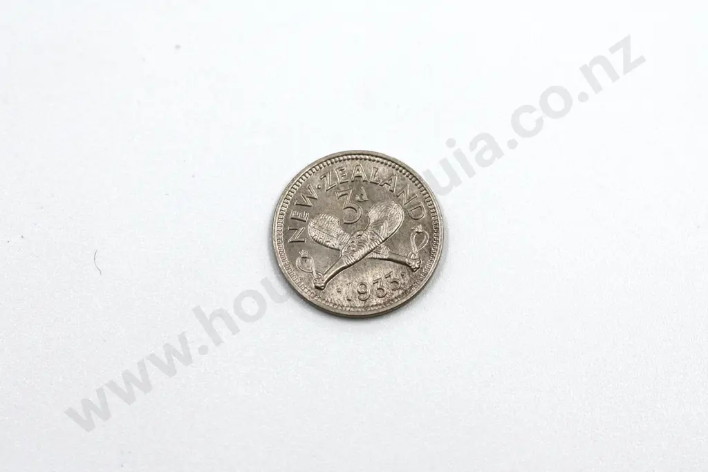 1933 threepence, uncirculated with full mint lustre. C.V. $65 Image 1++