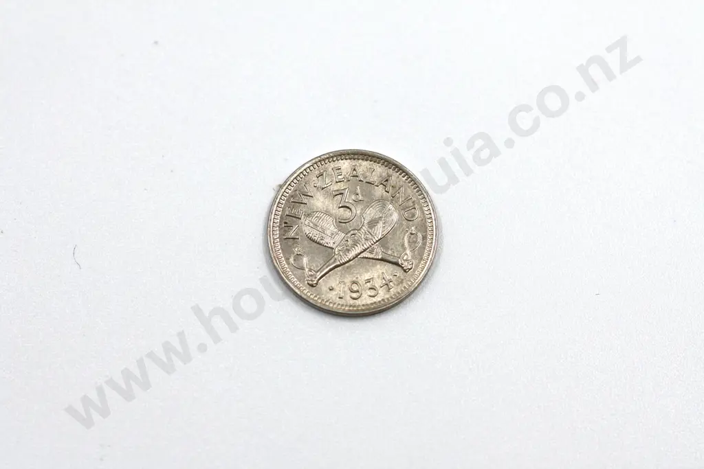 1934 threepence, uncirculated with full mint lustre. C.V. $65 Image 1++