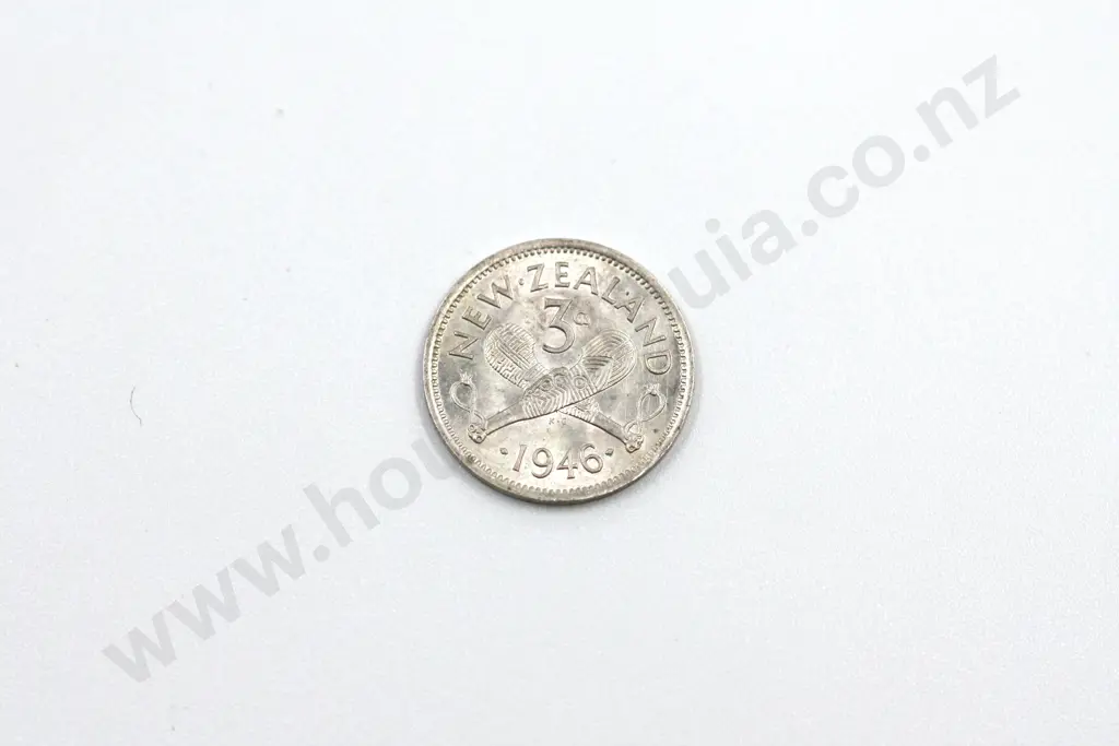 1946 threepence, brilliant uncirculated with full mint lustre. C.V. $40 Image 1++
