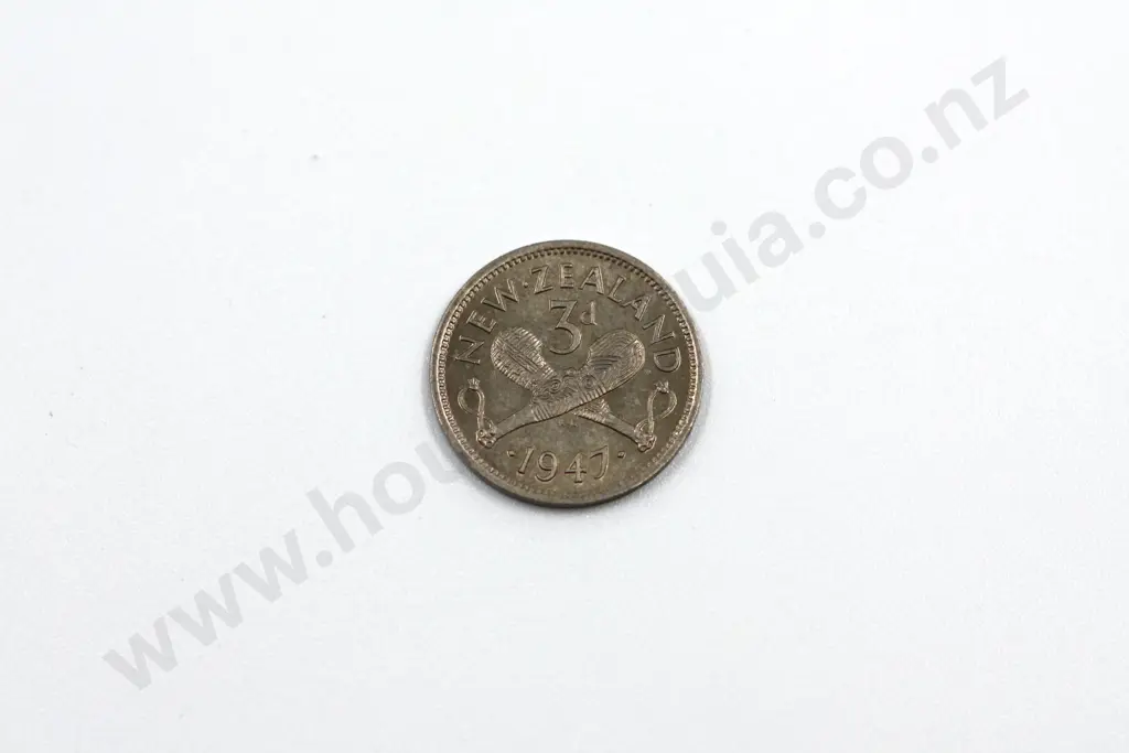 1947 threepence, brilliant uncirculated with full mint lustre. C.V. $60 Image 1++