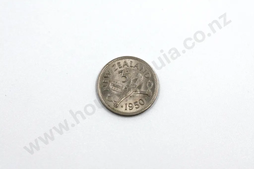 1950 threepence, brilliant uncirculated with full mint lustre. C.V. $400 Image 1++