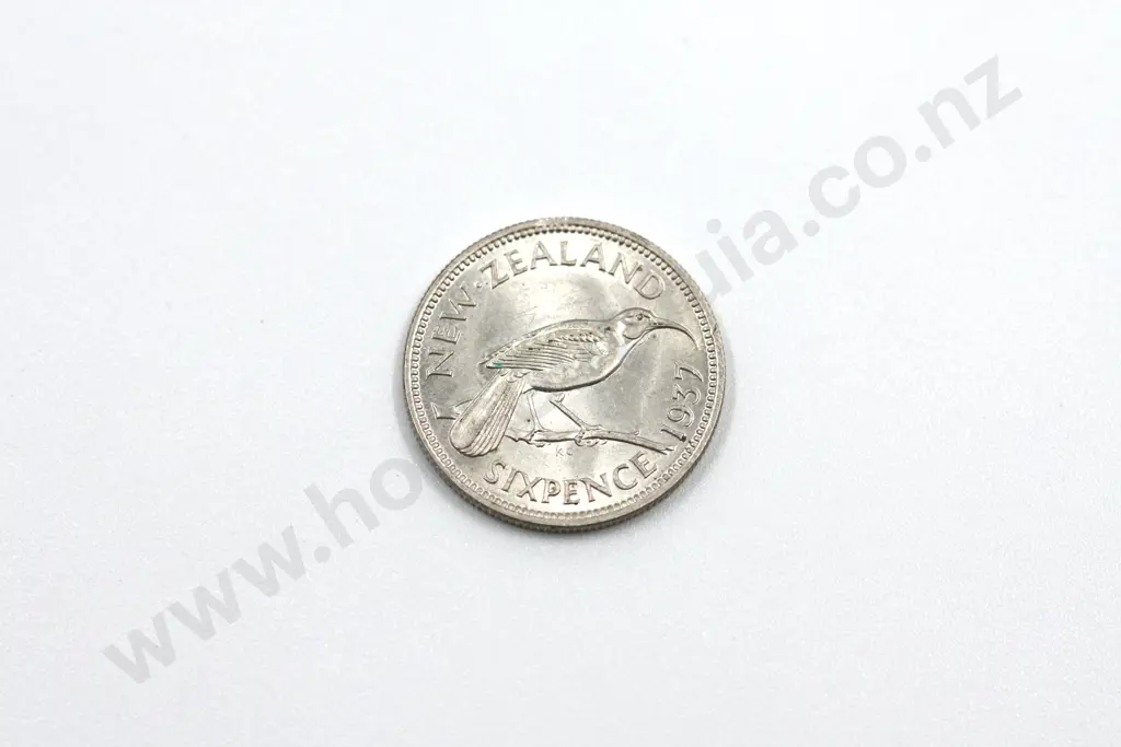 1937 sixpence, uncirculated with full mint lustre. C.V. $250 Image 1++