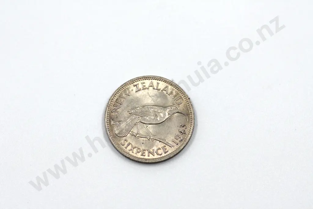 1943 sixpence, uncirculated with full mint lustre. C.V. $350 Image 1++