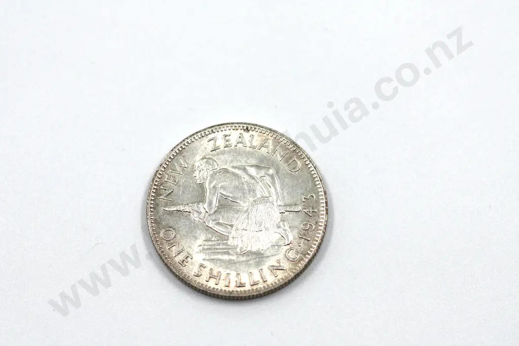 1943 shilling, uncirculated with mint lustre. C.V. $400 Image 1++