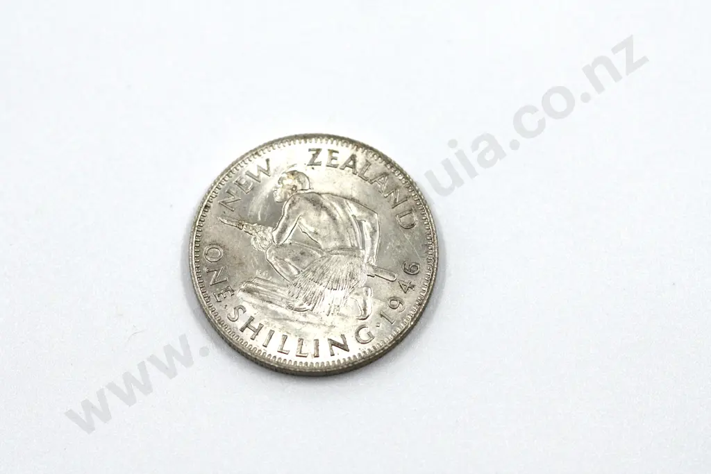 1946 shilling, brilliant uncirculated with full mint lustre, light toning. C.V. $225 Image 1++