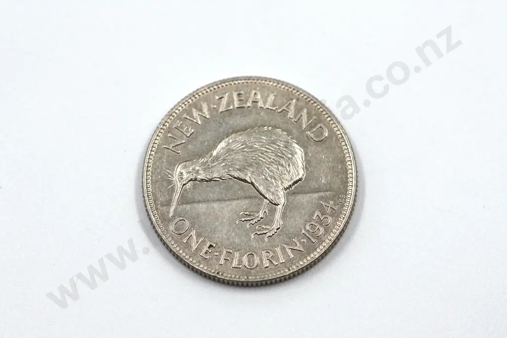 1934 florin, uncirculated with mint lustre. C.V. $700 Image 1++