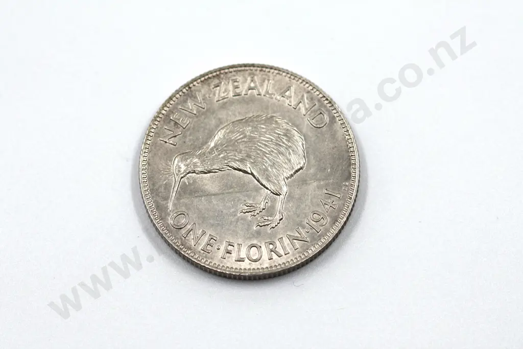 1941 florin, uncirculated with mint lustre. C.V. $400 Image 1++