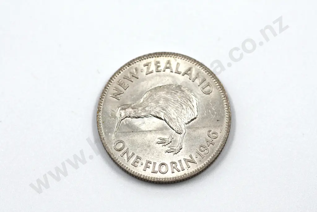 1946 florin, almost uncirculated with mint lustre. C.V. $175 Image 1++