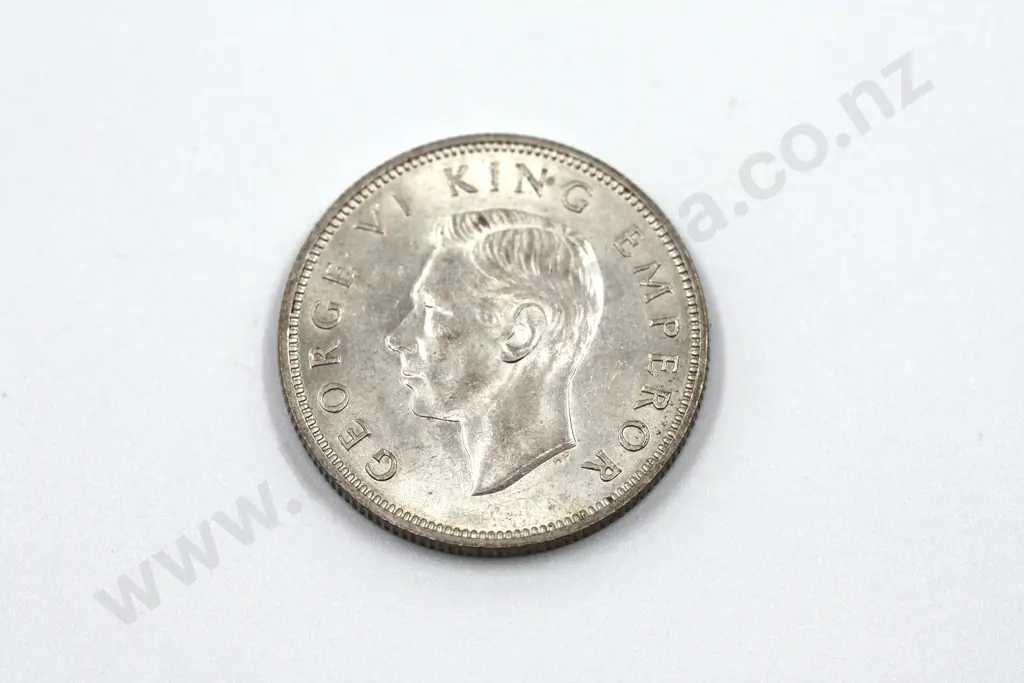 1946 florin, almost uncirculated with mint lustre. C.V. $175 Image 1++