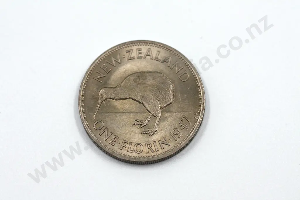 1947 florin, brilliant uncirculated with full mint lustre, streaky toning on the obverse. C.V. $600 Image 1++