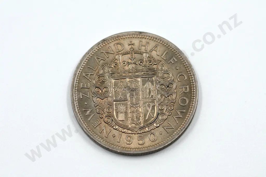 1950 halfcrown, die two, brilliant uncirculated with full mint lustre. C.V. $80 Image 1++