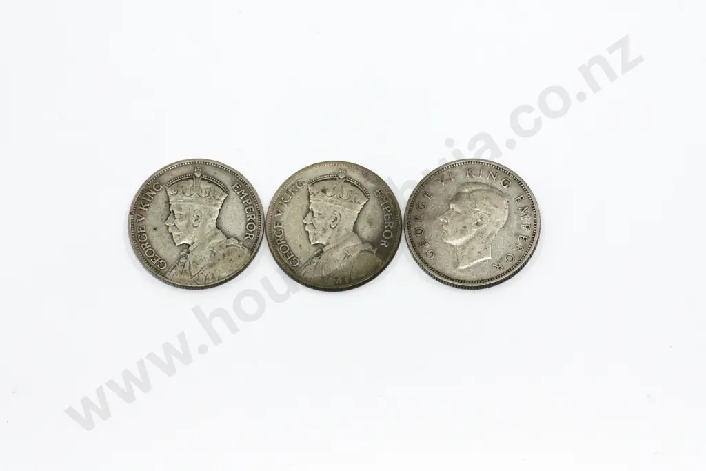 1934 /35 /37 New Zealand Florins (3 Coins)  Image 1++