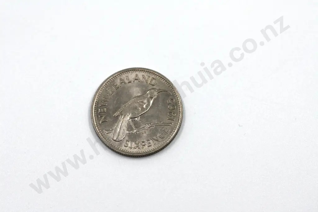 1965 ‘broken wing’ sixpence, almost uncirculated with lustre. C.V. $40 Image 1++
